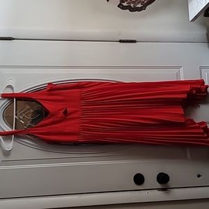 Banana republic spaghetti strap pleated dress red
